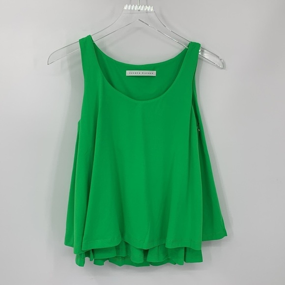Susana Monaco double layer scoop neck tank shirt top Zing Green a-line new XS - Picture 1 of 5